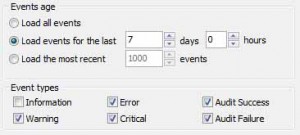 log loading filter - (no information, last week)