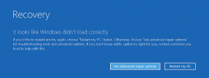 Windows didn't load correctly - repair options